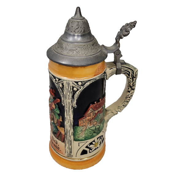 Unknown Other - Vintage Pewter Beer Stein Lid West Germany Werner Corzelius Party Drinking Fun